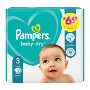 Pampers Baby-Dry Size 3, Nappies, 6kg - 10kg, Up To 12h Protection